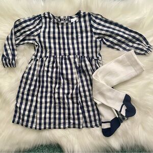 Carter’s Baby Navy Plaid Dress with Matching Tights | Size 9M
